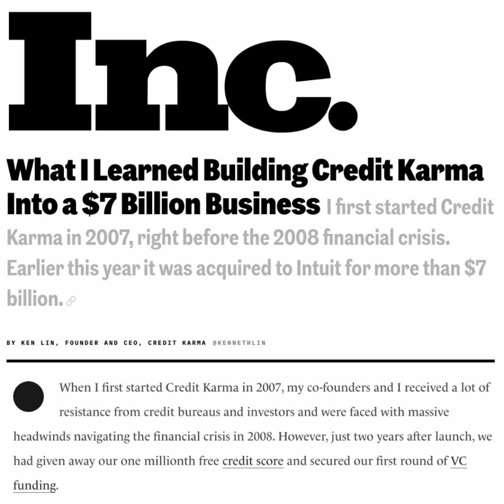 Ck Inc Https Www.inc .Com Ken Lin Credit Karma Building Business Grow 7 Billion Acquisition Intuit.html
